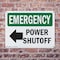 Signmission Power Shutoff (Left Arrow) With Symbol, 24 in W x Rectangle, Plastic OS-2PACK-EM-P-1824-L-10408 - alternate 3